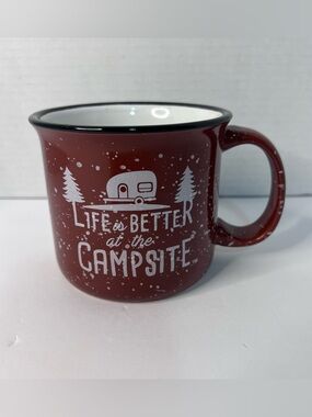 Camco Life Is Better At The Campsite Speckled Red Ceramic Coffee Mug 14oz
